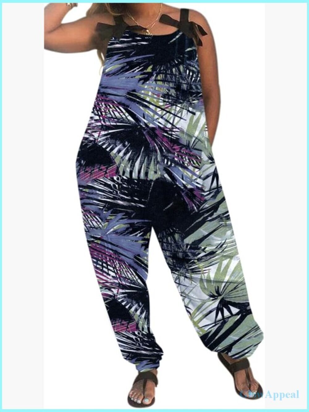 Plus Size Spaghetti Strap Baggy Romper Wide Leg Jumpsuit